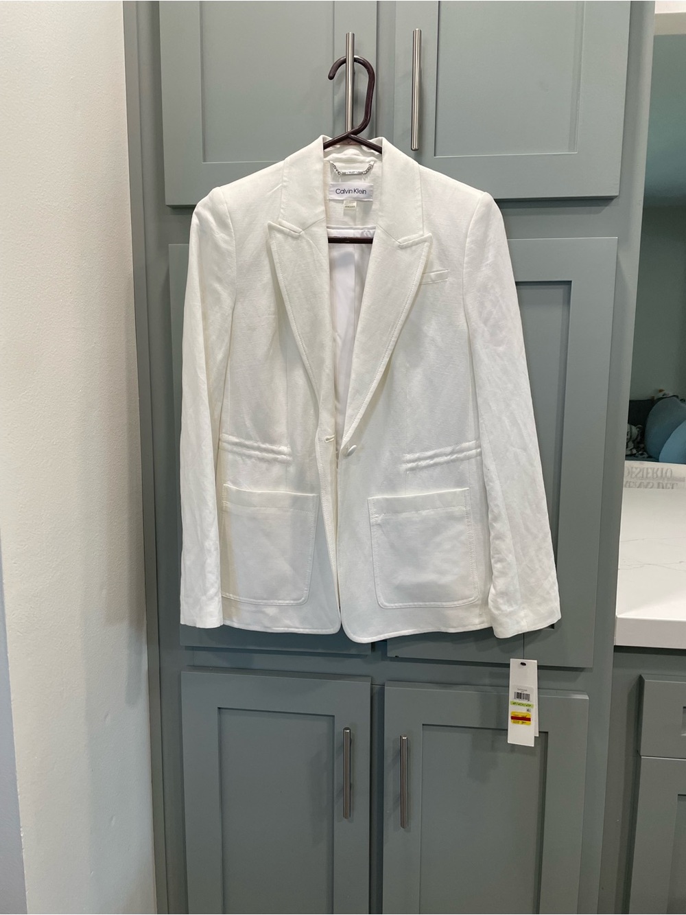 Calvin Klein Ivory Single-Breasted Blazer